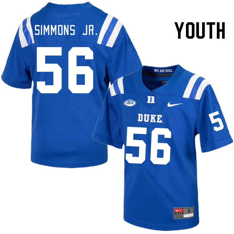 Youth #56 Terry Simmons Jr. Duke Blue Devils College Football Jerseys Stitched Sale-Royal - Click Image to Close